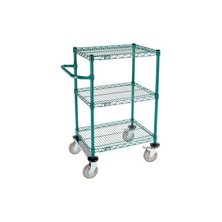 Gec Nexel 3 Shelf Cart, Poly-Green, 24"L x 18"W x 40"H, Polyurethane Rigid Casters SC1824RG3